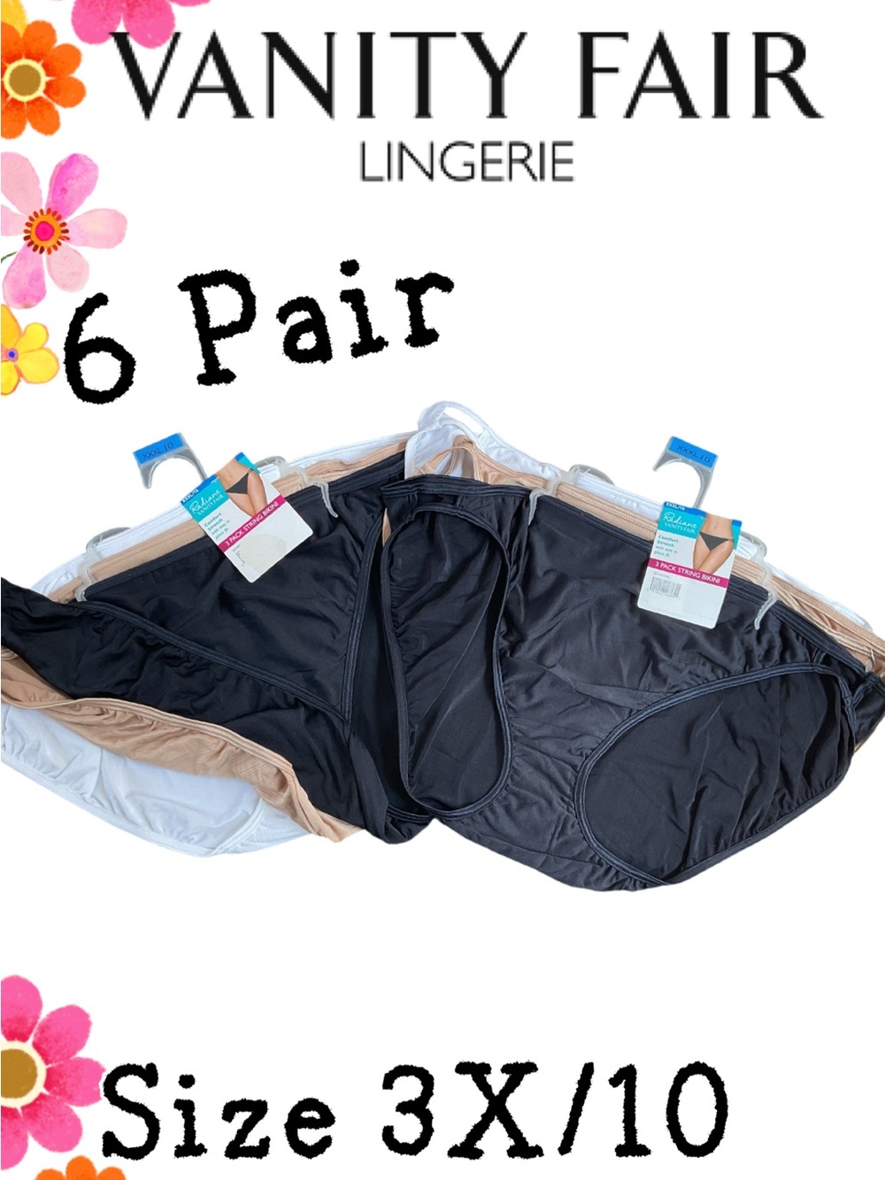 🌸Vanity Fair 6PC BUNDLE! Bikinis Size 10/3X